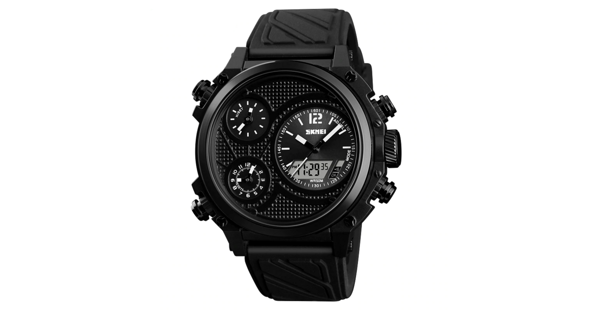 Montre homme gros cadran bracelet silicone - Grosse montre homme pas cher